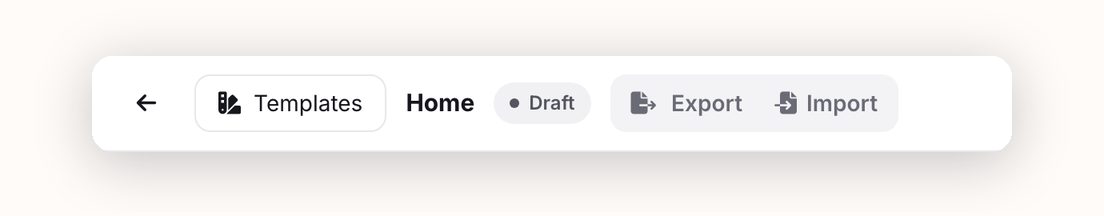 The editor toolbar with the Templates, Export and Import buttons and a Draft label